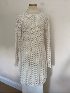 Mimi Chica Cream Open-Knit Long Sleeve Dress